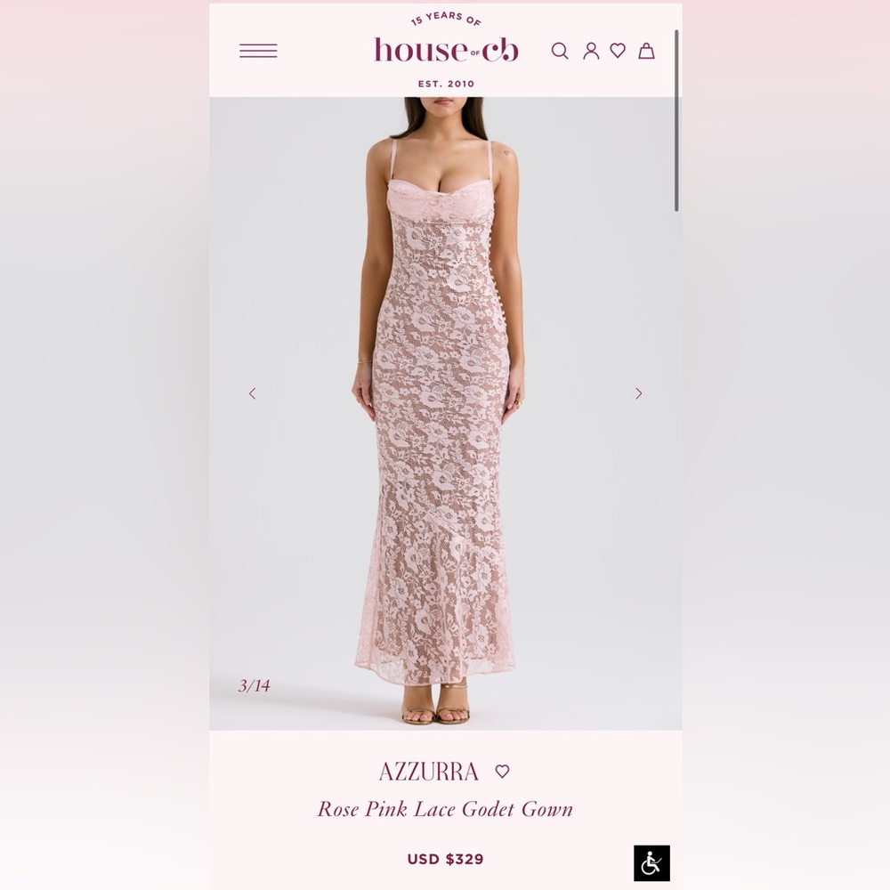 House of CB Pink Sweetheart Midi Gown